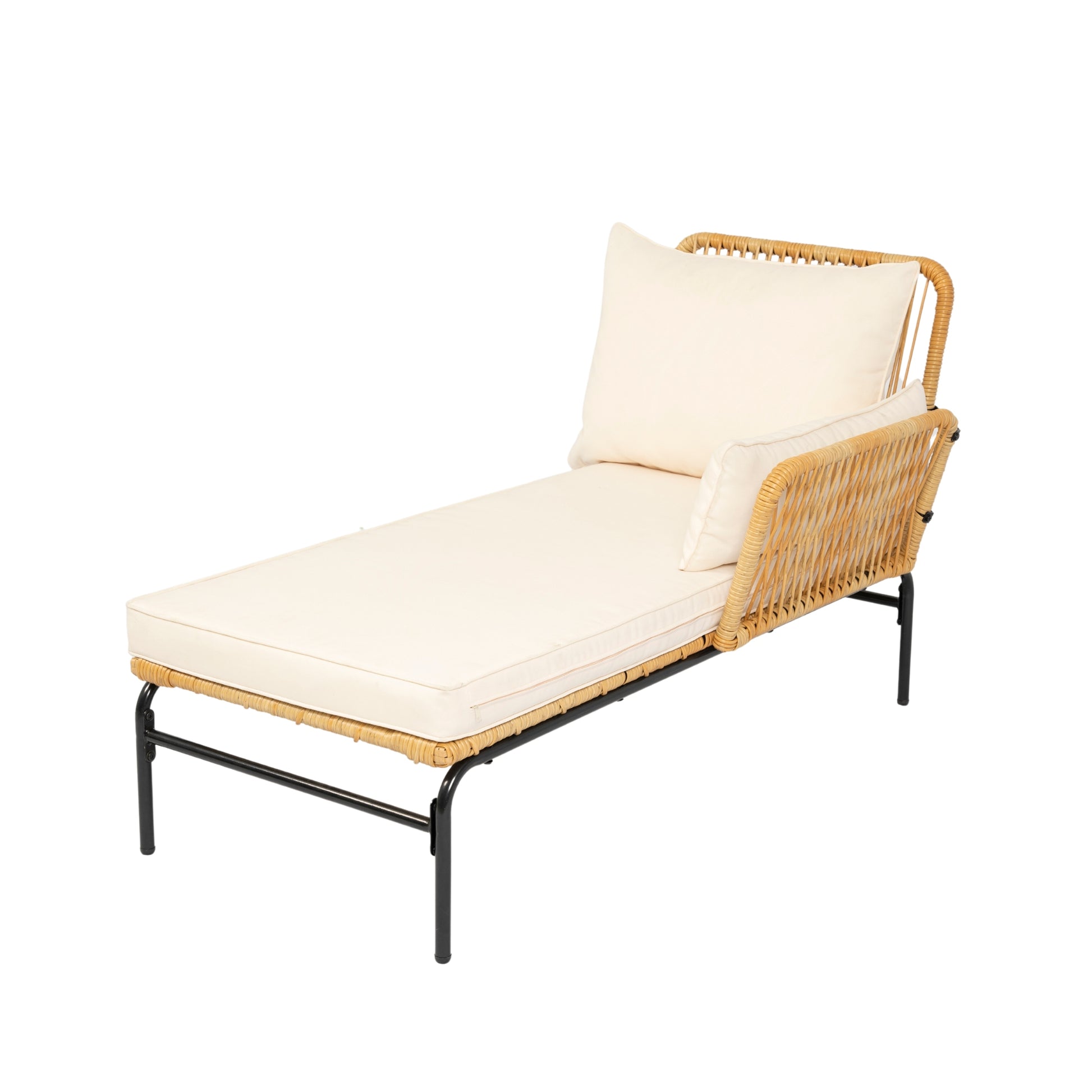 3 Pieces Outdoor Patio Wicker Furniture Sets Table And Chairs With 3.15 Inches Thick Cushion Outdoor Sofa Set Natural Yellow Wicker Creme Cushion Yes Complete Patio Set Light Yellow Rust Resistant Frame Mildew Resistant Cushion Garden & Outdoor Modern