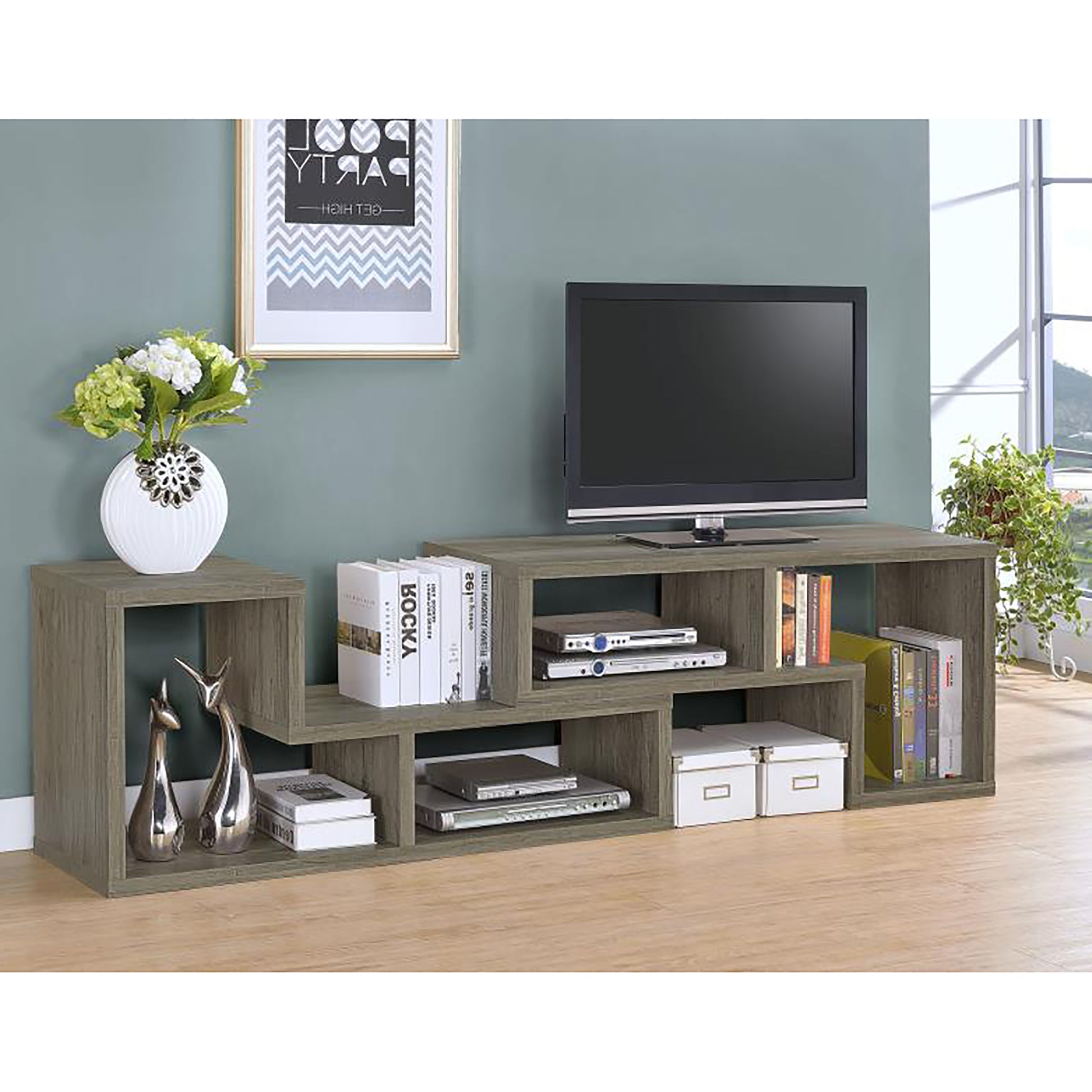 Grey Driftwood Convertable Bookcase 6 Grey Gray Standard Office Open Back Wood Transitional Wood