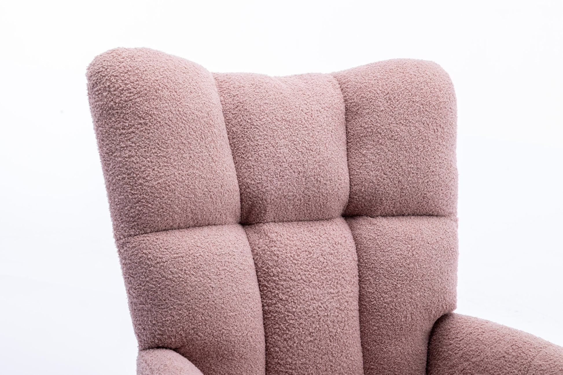 Rocking Chair With Pocket, Soft Teddy Fabric Rocking Chair For Nursery, Comfy Wingback Glider Rocker With Safe Solid Wood Base For Living Room Bedroom Balcony Pink Pink Casual Foam Teddy