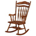 Medium Brown Rocking Chair Rubberwood Solid Brown Brown Primary Living Space Wipe Clean Traditional Rocking Chairs Rubberwood Arrow Back Wood