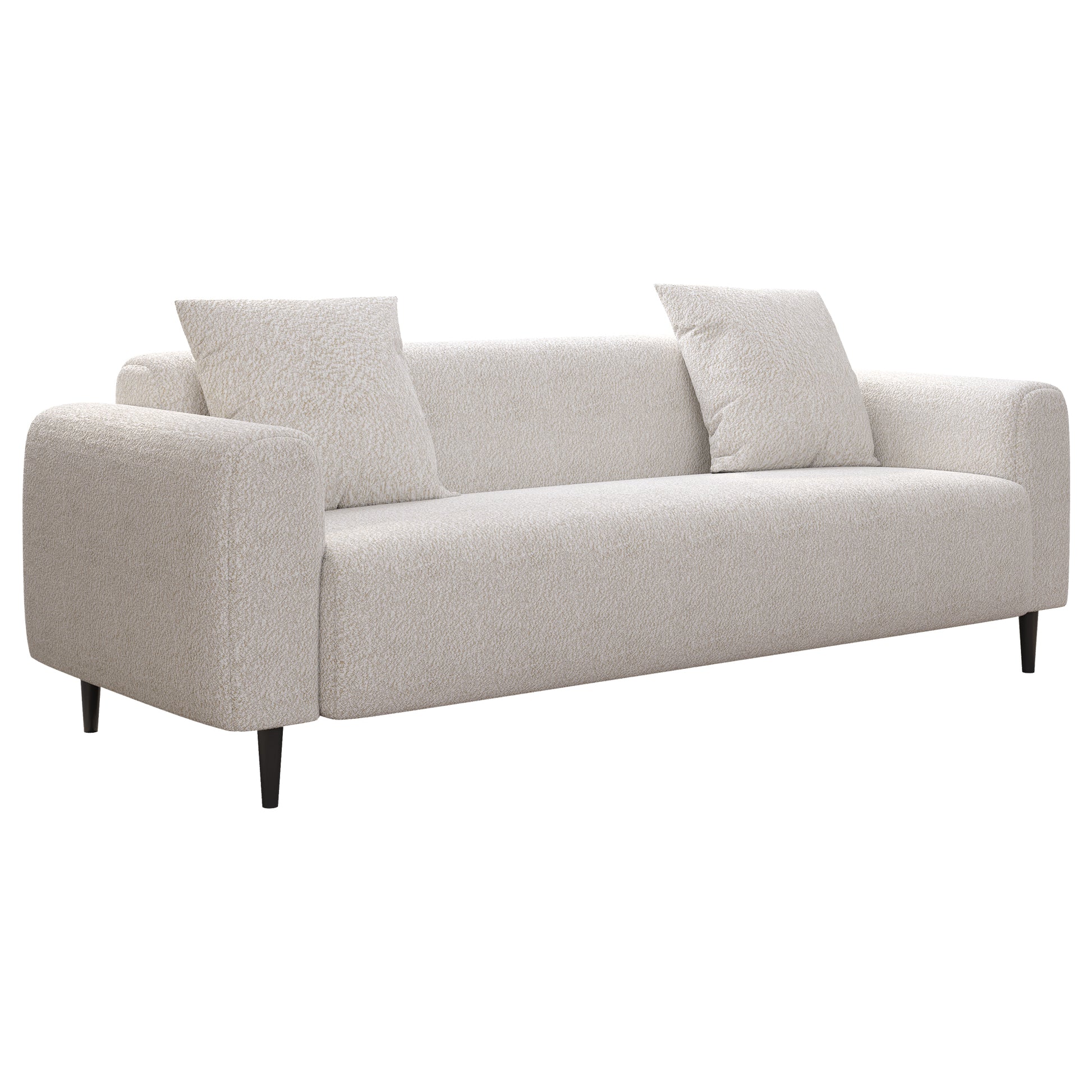 77.2 Large Size Two Seat Sofa,Modern Upholstered,White Mohair Granular Velvet White Velvet Primary Living Space Soft Modern Eucalyptus Polyurethane Foam Eucalyptus 2 Seat
