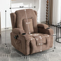 Power Lift Recliner Chair Recliners For Elderly With Heat And Massage Recliner Chair For Living Room With Infinite Position And Side Pocket,Usb Charge Port Brown Brown Power Push Button Soft Heavy Duty Cotton Wood Metal