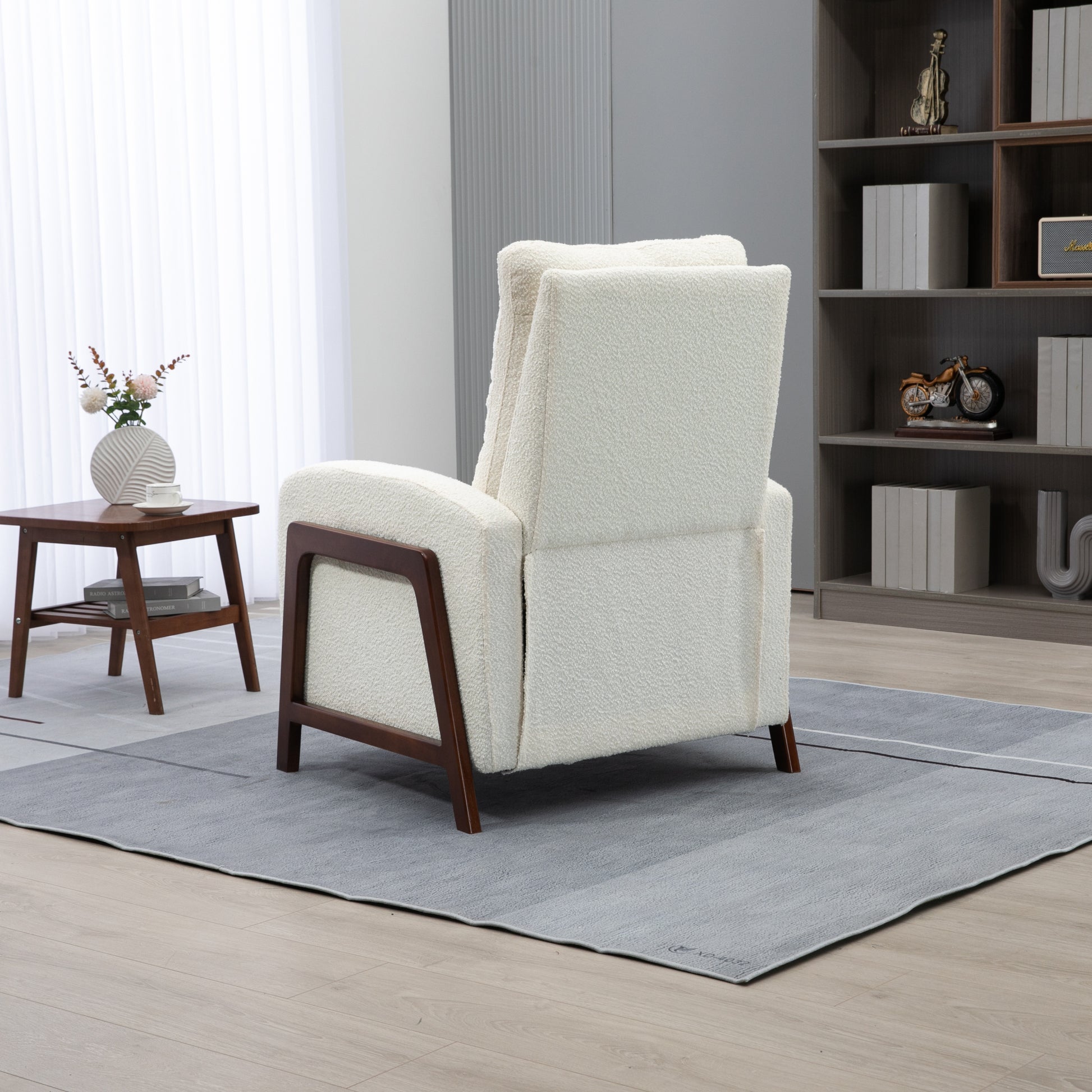 Coolmore Recliner Chair Adjustable Home Theater Single Fabric Recliner Sofa Furniture With Thick Seat Cushion And Backrest Modern Living Room Recliners Beige Boucle