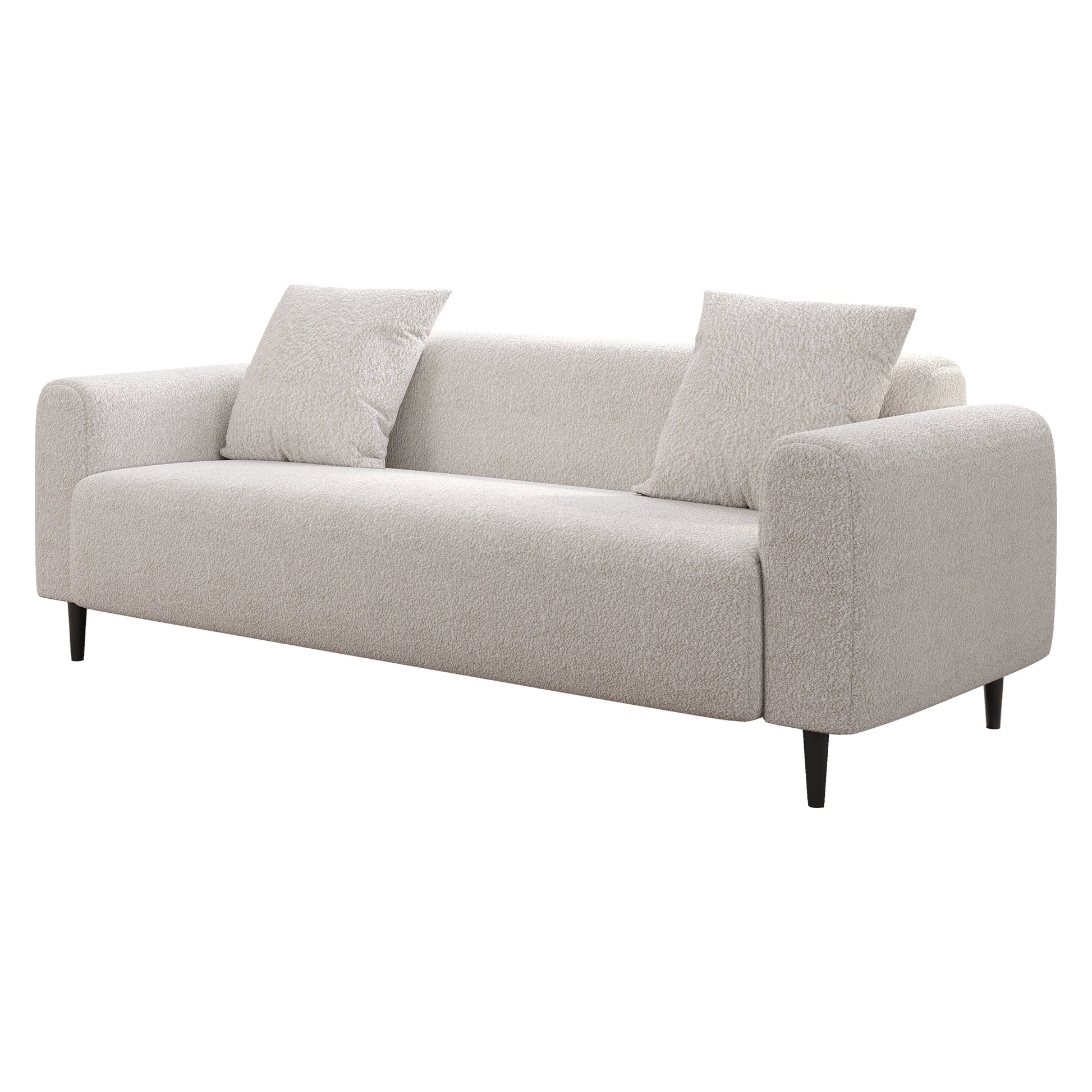 77.2 Large Size Two Seat Sofa,Modern Upholstered,White Mohair Granular Velvet White Velvet Primary Living Space Soft Modern Eucalyptus Polyurethane Foam Eucalyptus 2 Seat