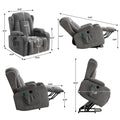 Power Lift Recliner Chair Recliners For Elderly With Heat And Massage Recliner Chair For Living Room With Infinite Position And Side Pocket,Usb Charge Port Grey Grey Power Push Button Soft Heavy Duty Cotton Wood Metal