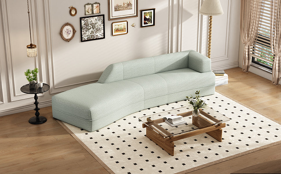 109.4" Curved Chaise Lounge Modern Indoor Sofa Couch For Living Room, Green Old Sku:Wf313109Aaf Green Boucle