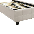 Twin Size Upholstered Platform Bed With Led Frame And 2 Drawers, Linen Fabric, Beige Beige Linen