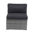 7 Piece Patio Furniture Set W Retractable Canopy Wicker Rattan Sectional Sofa Set Patio Furniture With Washable Cushions For Lawn, Garden, Backyard, Poolside Grey Wicker Black Cushion Yes Complete Patio Set Black Grey Rust Resistant Frame Mildew