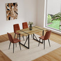 Dining Chairs Set Of 4,Modern Kitchen Dining Room Chairs,Upholstered Dining Accent Chairs In Linen Cushion Seat And Sturdy Black Metal Legs Caramel Metal Caramel Kitchen Dining Chairs Foam Linen