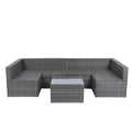 5 Pieces Pe Rattan Sectional Outdoor Furniture Cushioned U Sofa Set With 2 Pillow Grey Wicker Black Cushion Yes Sectional Black Grey Weather Resistant Frame Mildew Resistant Cushion Garden & Outdoor Modern Complete Patio Sets Fiber Foam And Polyester