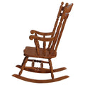 Medium Brown Rocking Chair Rubberwood Solid Brown Brown Primary Living Space Wipe Clean Traditional Rocking Chairs Rubberwood Arrow Back Wood