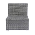 8 Piece Patio Sectional Wicker Rattan Outdoor Furniture Sofa Set With One Storage Box Under Seat And Cushion Box Grey Wicker Black Cushion Clear Glass Top Yes Complete Patio Set Black Grey Rust Resistant Frame Mildew Resistant Cushion Garden & Outdoor