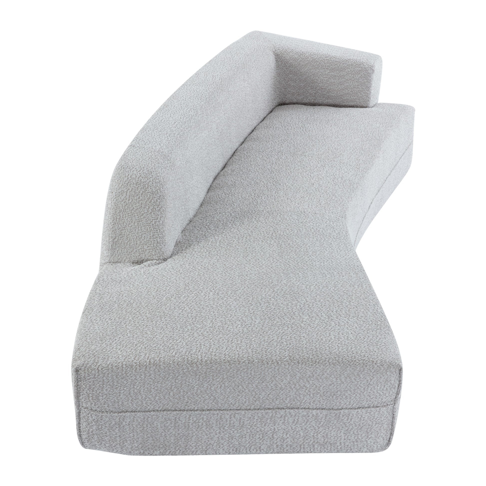 109.4" Curved Chaise Lounge Modern Indoor Sofa Couch For Living Room, Grey Old Sku:Wf313109Aae Grey Boucle 2 Seat