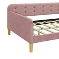 Twin Size Upholstered Daybed With 4 Support Legs, Pink Twin Pink Upholstered