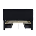 Queen Size Upholstered Platform Bed With Led Frame And 4 Drawers, Linen Fabric, Gray Gray Linen