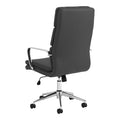 Black And Chrome Upholstered Office Chair With Casters Solid Black Office Foam Spot Clean Contemporary,Modern Office Chairs Solid Back Foam Casters Faux Leather