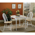 Natural Brown And White Spindle Back Side Chairs Set Of 4 Solid Natural White Dining Room Wipe Clean Farmhouse,Rustic Side Chair Rubberwood Slat Back Wood
