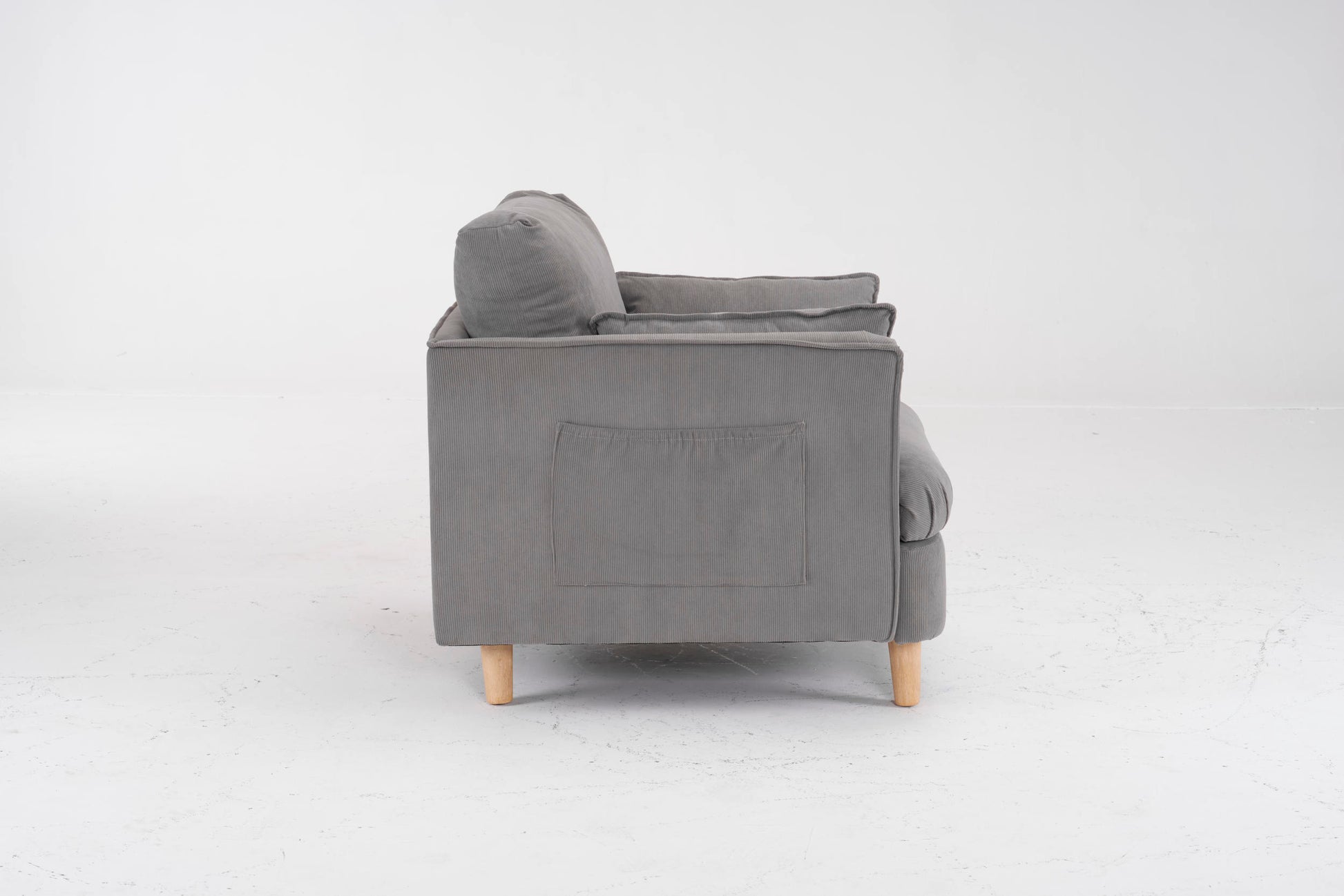 29.5 "W Modern Fabric Decorative Chair Armchair Upholstered Reading Chair Single Sofa Casual Club Chair With Solid Wooden Feet And 2 Pillow, For Living Room, Bedroom, Bed Room, Office, Corduroy Fabric Grey Foam Corduroy