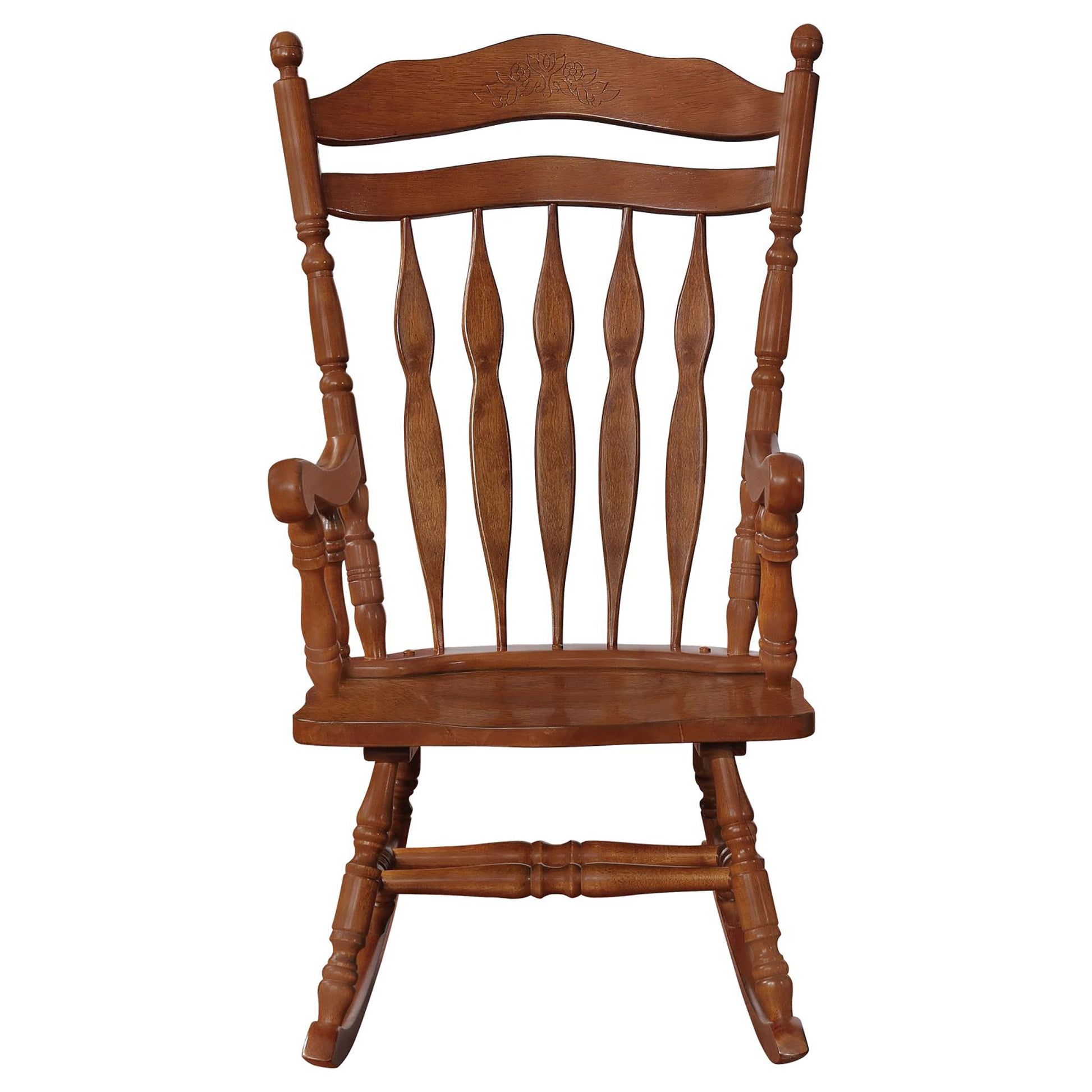 Medium Brown Rocking Chair Rubberwood Solid Brown Brown Primary Living Space Wipe Clean Traditional Rocking Chairs Rubberwood Arrow Back Wood