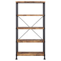 Antique Nutmeg And Black 4 Shelf Bookcase 4 Brown Brown Standard Vertical Office Open Back Wood Farmhouse,Rustic Wood