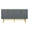 Modern Elegant 4 Door Sideboard Gold Metal Handle Buffet Cabinet For Dining Room, Living Room, Bedroom, Hallway Gray Gray Particle Board
