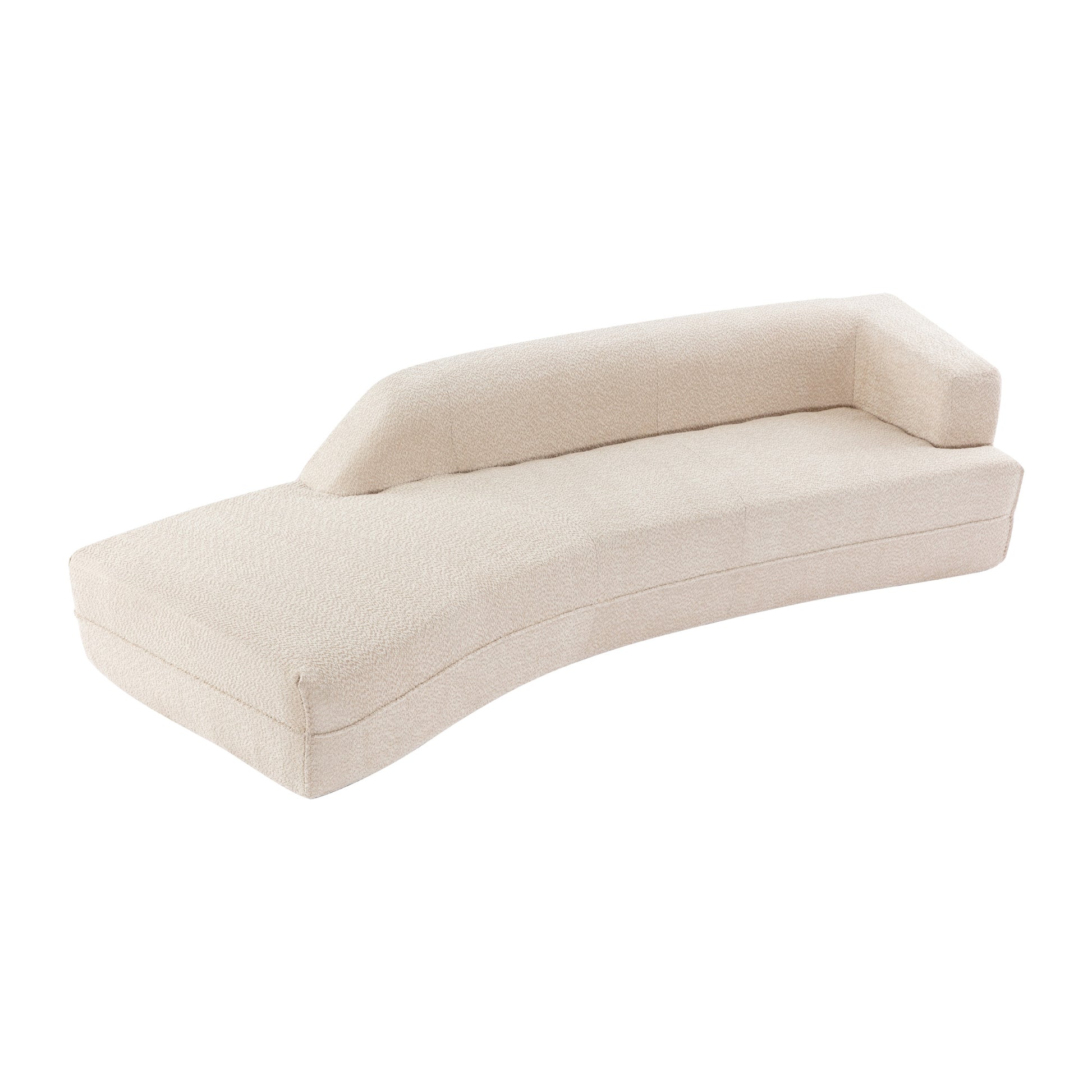 109.4" Curved Chaise Lounge Modern Indoor Sofa Couch For Living Room, Beige Old Sku:Wf313109Aaa Beige Boucle 2 Seat