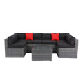 5 Pieces Pe Rattan Sectional Outdoor Furniture Cushioned U Sofa Set With 2 Pillow Grey Wicker Black Cushion Yes Sectional Black Grey Weather Resistant Frame Mildew Resistant Cushion Garden & Outdoor Modern Complete Patio Sets Fiber Foam And Polyester