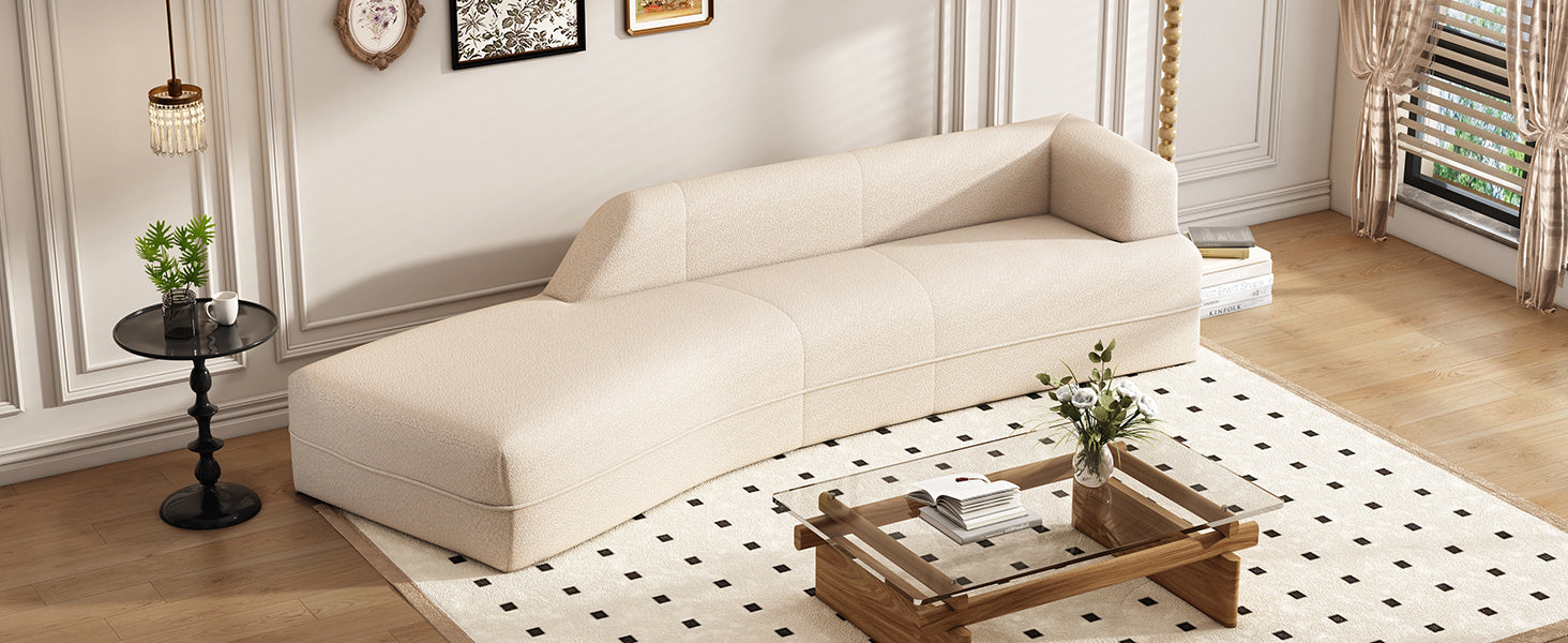 109.4" Curved Chaise Lounge Modern Indoor Sofa Couch For Living Room, Beige Old Sku:Wf313109Aaa Beige Boucle 2 Seat