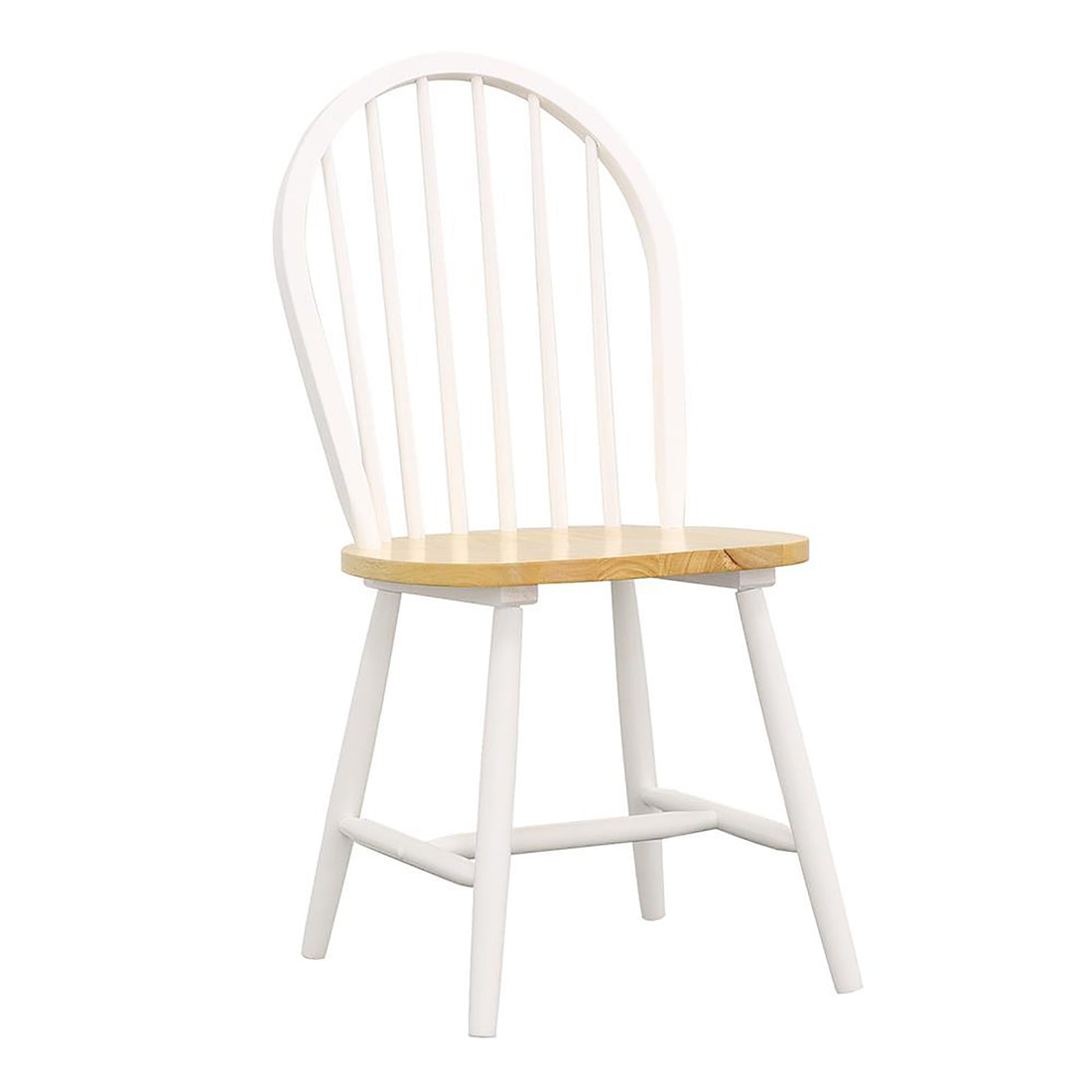 Natural Brown And White Spindle Back Side Chairs Set Of 4 Solid Natural White Dining Room Wipe Clean Farmhouse,Rustic Side Chair Rubberwood Slat Back Wood