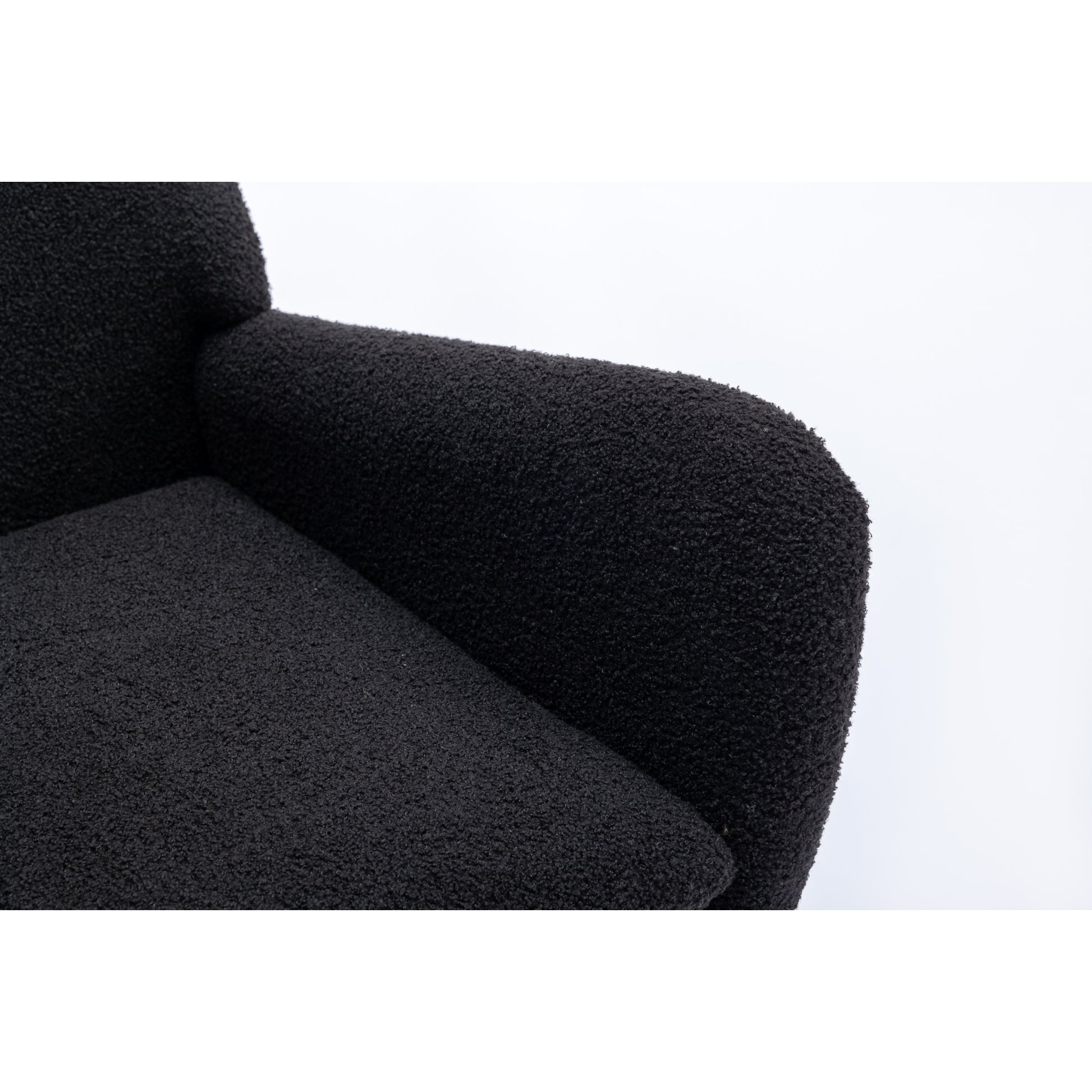 35.5 Inch Rocking Chair With Pocket, Soft Teddy Fabric Rocking Chair For Nursery, Comfy Wingback Glider Rocker With Safe Solid Wood Base For Living Room Bedroom Balcony Black Black Casual Foam Teddy