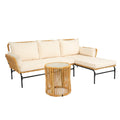 3 Pieces Outdoor Patio Wicker Furniture Sets Table And Chairs With 3.15 Inches Thick Cushion Outdoor Sofa Set Natural Yellow Wicker Creme Cushion Yes Complete Patio Set Light Yellow Rust Resistant Frame Mildew Resistant Cushion Garden & Outdoor Modern