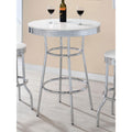 Werner Glossy White And Chrome Round Bar Table White Dining Room Contemporary,Modern Round Kitchen & Dining Tables Glossy Wood