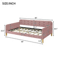 Twin Size Upholstered Daybed With 4 Support Legs, Pink Twin Pink Upholstered