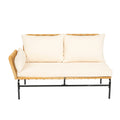 3 Pieces Outdoor Patio Wicker Furniture Sets Table And Chairs With 3.15 Inches Thick Cushion Outdoor Sofa Set Natural Yellow Wicker Creme Cushion Yes Complete Patio Set Light Yellow Rust Resistant Frame Mildew Resistant Cushion Garden & Outdoor Modern