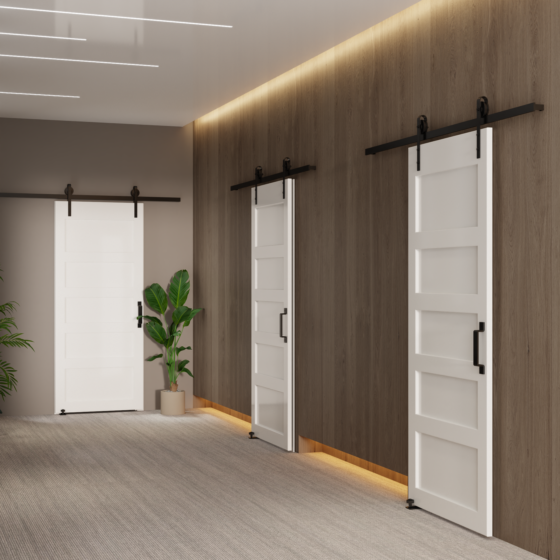 32" X 84" Five Grid Real Primed Door Slab, Diy Panel Door, Modern Interior Barn Door, Water Proof, Anti Deformation, Pre Drilled Ready To Assemble, Suitable For Pre Hung Door And Barn Door White Mdf