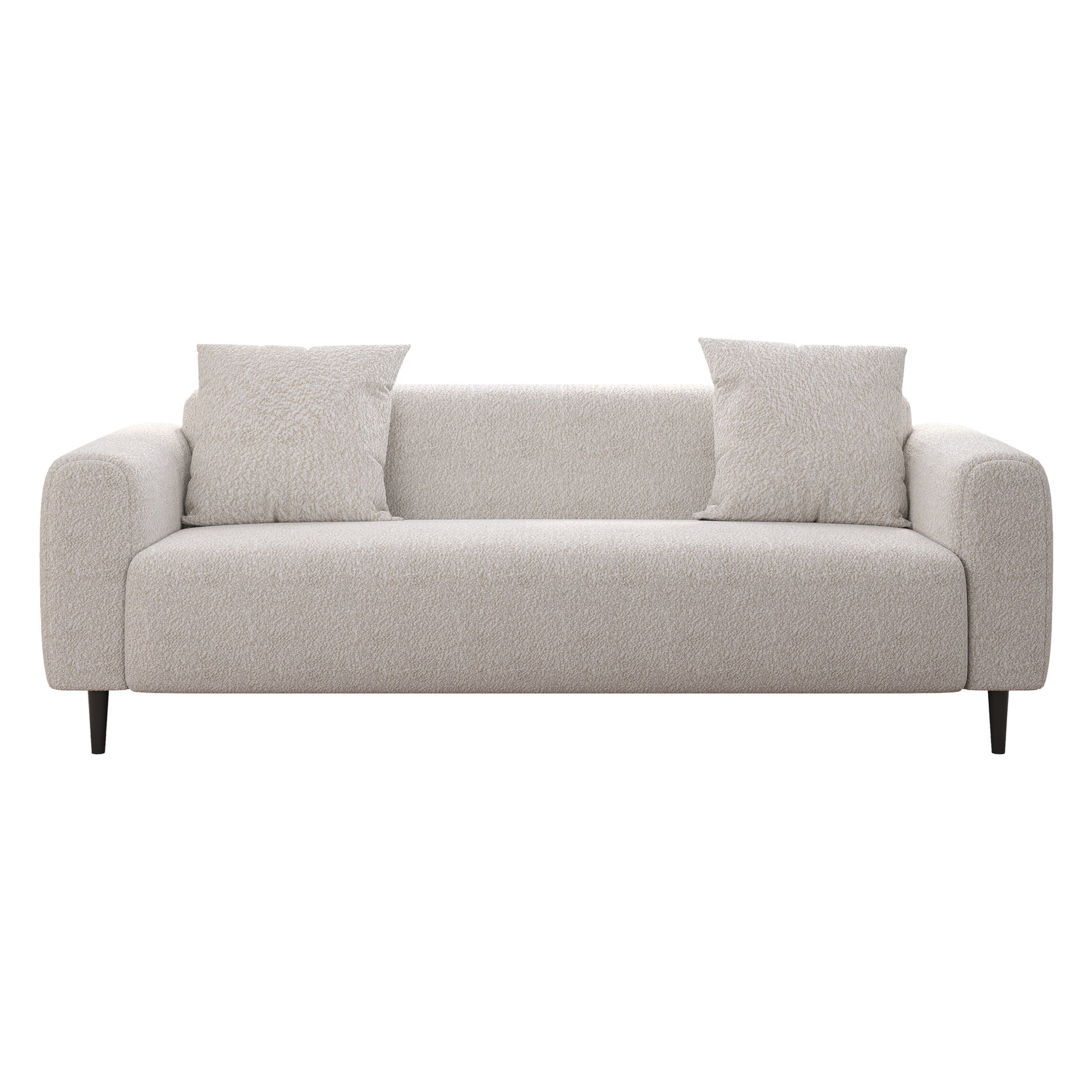 77.2 Large Size Two Seat Sofa,Modern Upholstered,White Mohair Granular Velvet White Velvet Primary Living Space Soft Modern Eucalyptus Polyurethane Foam Eucalyptus 2 Seat