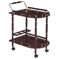 Merlot And Brass 2 Shelf Serving Cart Brown Brown Dining Room Traditional Rectangular Kitchen Carts Rubberwood Wood Metal Small Less Than 40In