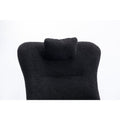 35.5 Inch Rocking Chair With Pocket, Soft Teddy Fabric Rocking Chair For Nursery, Comfy Wingback Glider Rocker With Safe Solid Wood Base For Living Room Bedroom Balcony Black Black Casual Foam Teddy