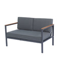 4 Piece Outdoor Sofa Set With Acacia Wood Top, Padded Patio Conversation Table Chair Set W Coffee Table For Garden, Backyard, Poolside Dark Grey Cushion Yes Complete Patio Set Dark Grey Rust Resistant Frame Mildew Resistant Cushion Garden & Outdoor