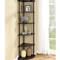 Cappuccino Corner Bookcase 5 Cappuccino Brown Corner Vertical Office Open Back Wood Transitional Rubberwood Wood