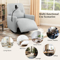 270 Degree Swivel Electric Recliner Home Theater Seating Single Reclining Sofa Rocking Motion Recliner With A Phone Holder For Living Room, Grey Grey Foam Polyester