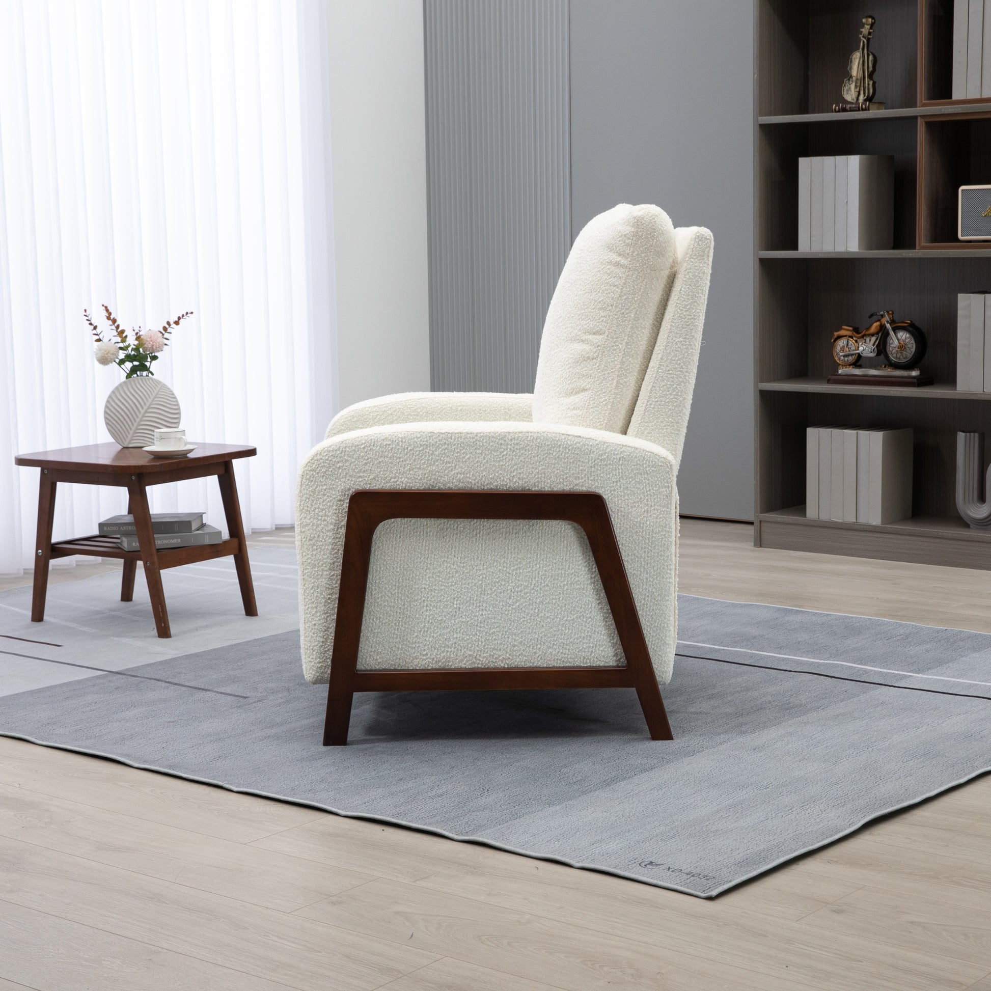 Coolmore Recliner Chair Adjustable Home Theater Single Fabric Recliner Sofa Furniture With Thick Seat Cushion And Backrest Modern Living Room Recliners Beige Boucle