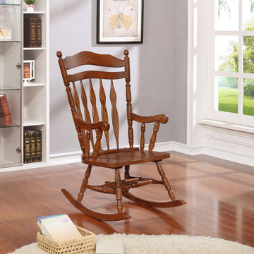 Medium Brown Rocking Chair Rubberwood Solid Brown Brown Primary Living Space Wipe Clean Traditional Rocking Chairs Rubberwood Arrow Back Wood