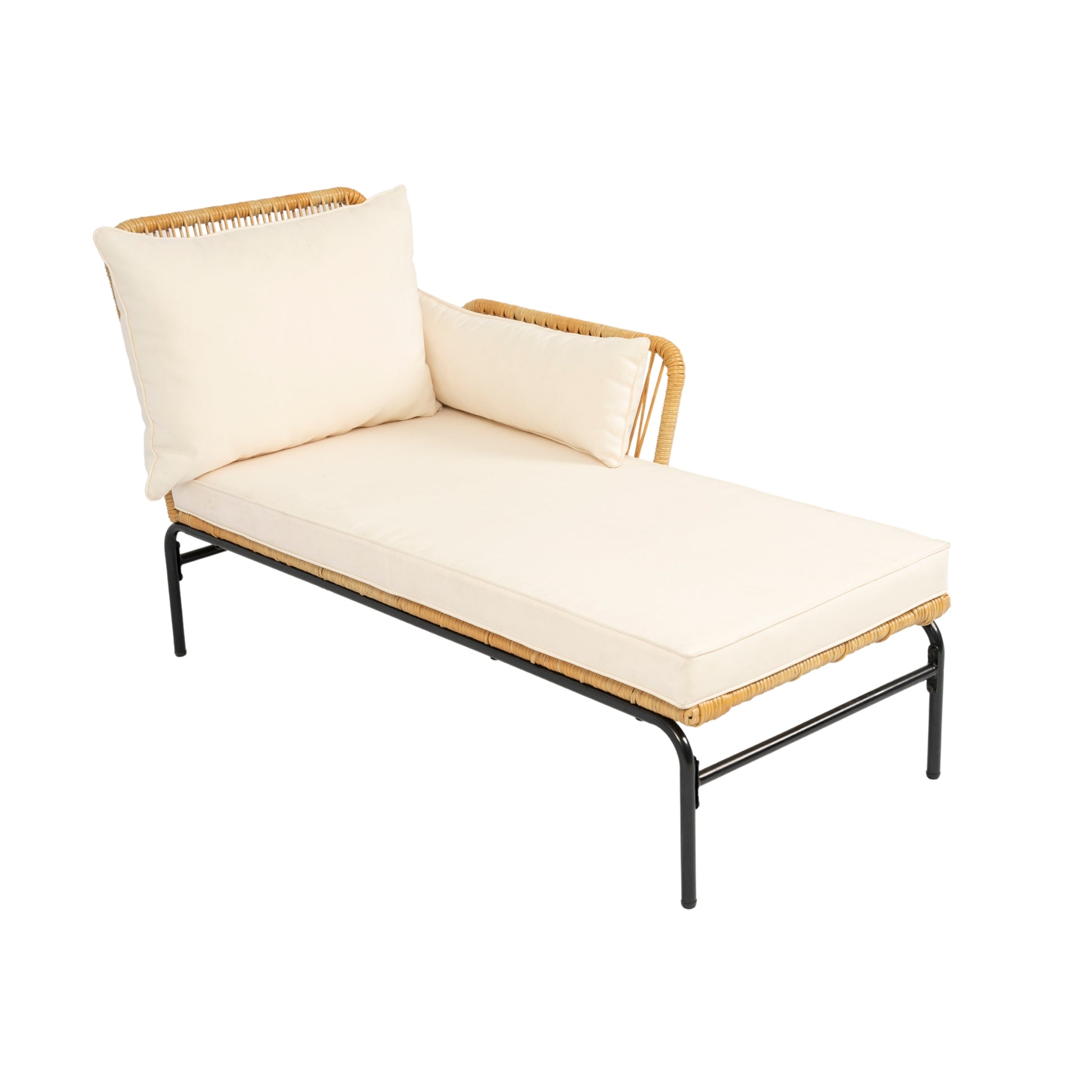 3 Pieces Outdoor Patio Wicker Furniture Sets Table And Chairs With 3.15 Inches Thick Cushion Outdoor Sofa Set Natural Yellow Wicker Creme Cushion Yes Complete Patio Set Light Yellow Rust Resistant Frame Mildew Resistant Cushion Garden & Outdoor Modern