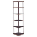 Cappuccino Corner Bookcase 5 Cappuccino Brown Corner Vertical Office Open Back Wood Transitional Rubberwood Wood