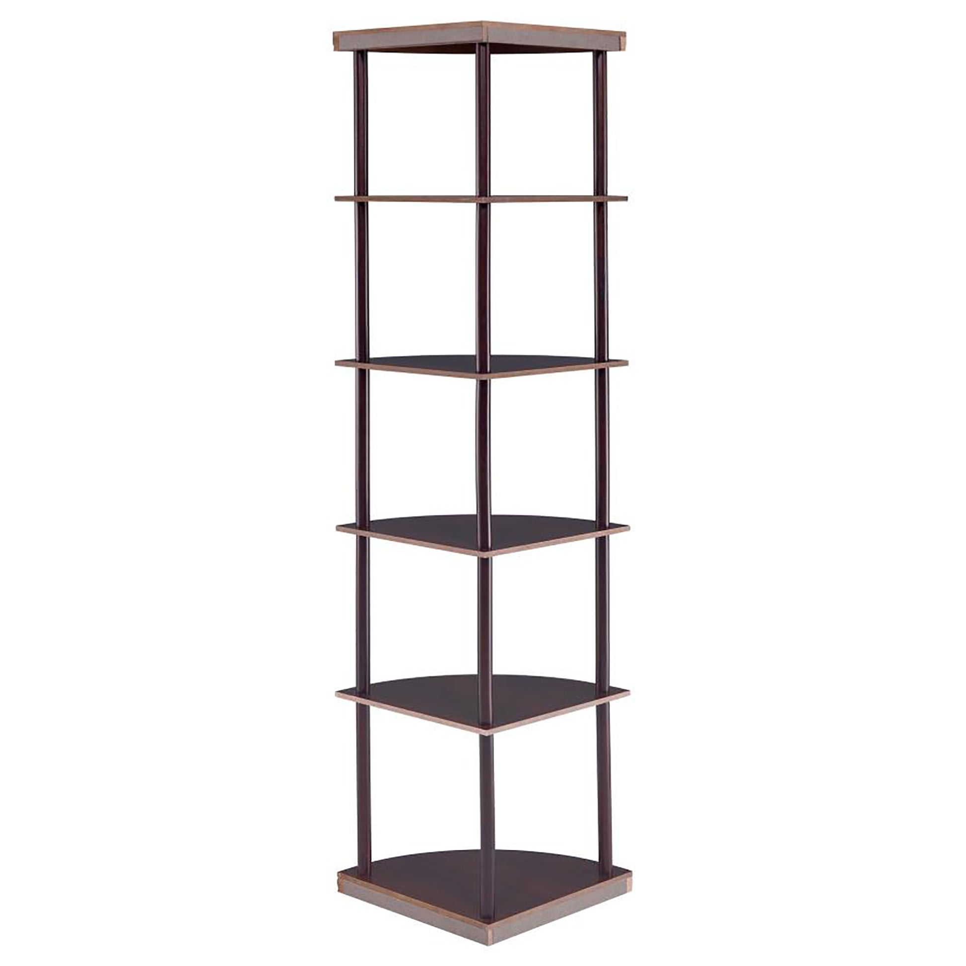 Cappuccino Corner Bookcase 5 Cappuccino Brown Corner Vertical Office Open Back Wood Transitional Rubberwood Wood