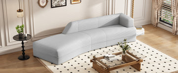 109.4" Curved Chaise Lounge Modern Indoor Sofa Couch For Living Room, Grey Old Sku:Wf313109Aae Grey Boucle 2 Seat