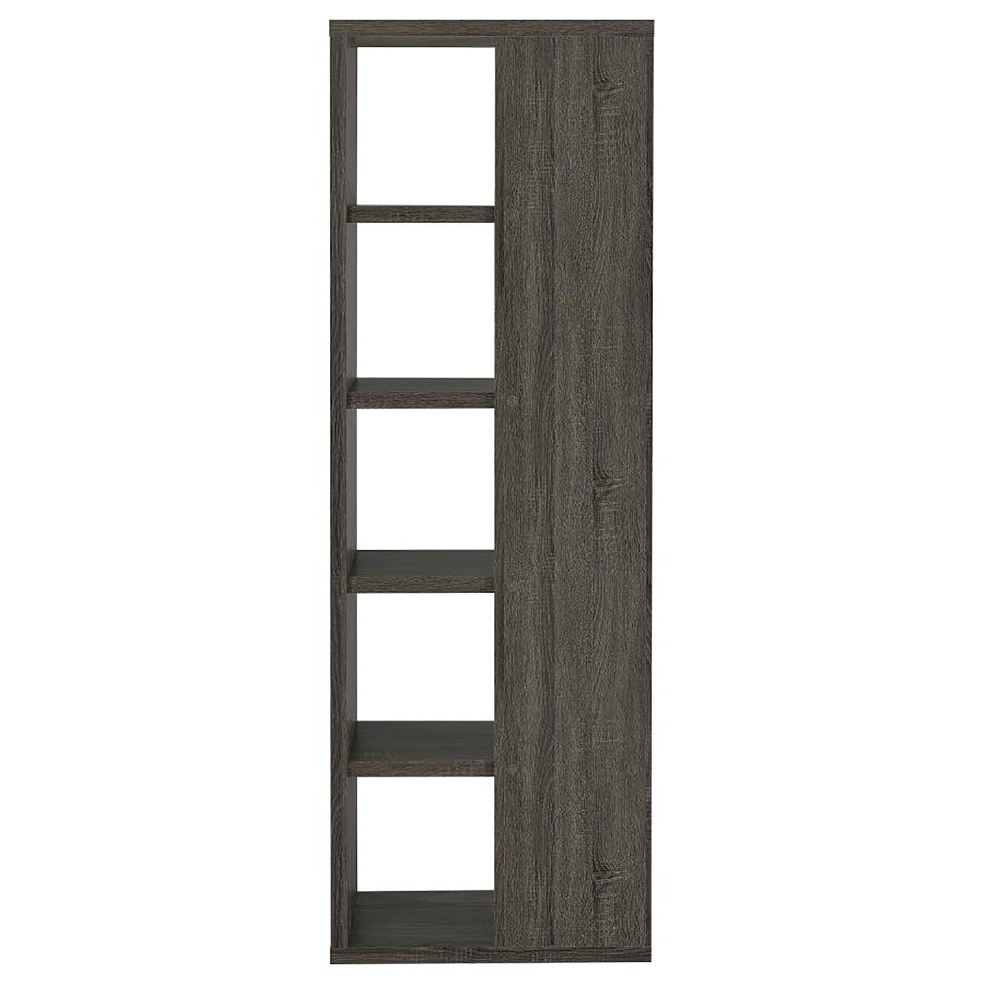 Weathered Grey 5 Shelf Bookcase 5 Grey Gray Corner Vertical Office Open Back Wood Transitional Wood