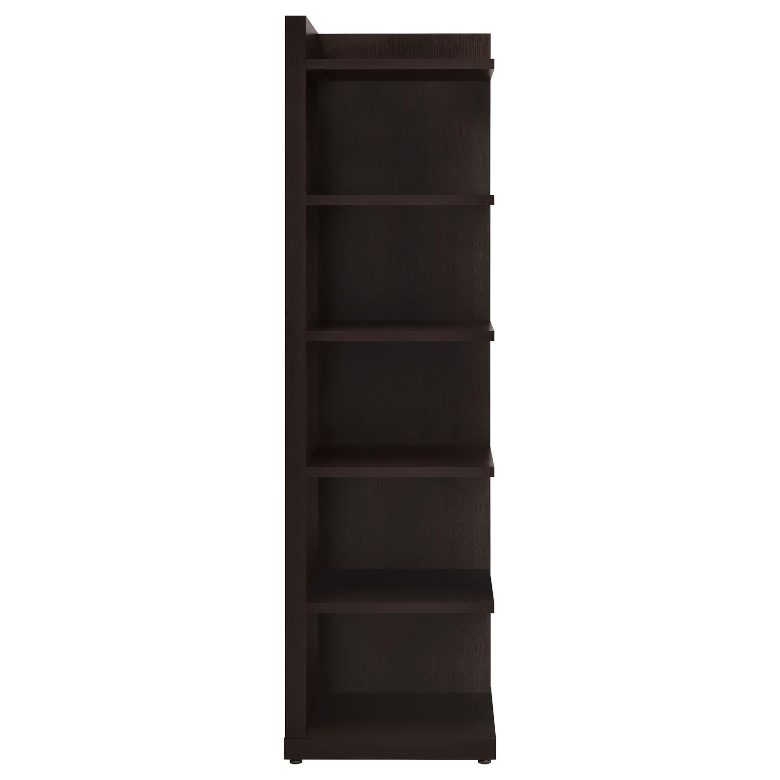 Cappuccino 6 Tier Corner Bookcase 6 Cappuccino Brown Corner Vertical Primary Living Space Closed Back Wood Transitional Wood