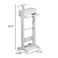 White Portable Garment Rack,Clothes Valet Stand With Storage Organizer White Mdf